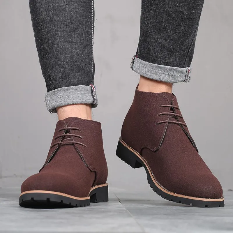 Vintage Leather Lace-Up Ankle Boots for Men - Style 95559965M