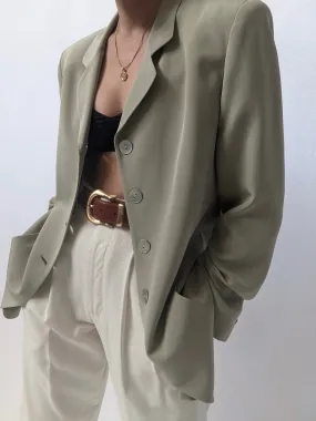 Vintage Sage Silk Blazer