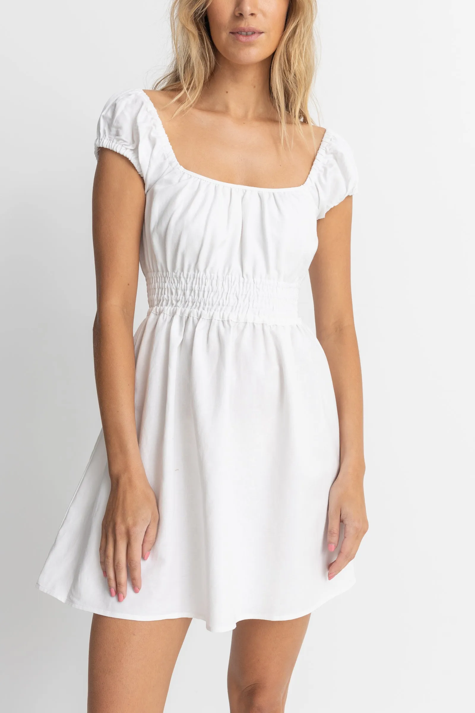 White Mini Dress with Cap Sleeves