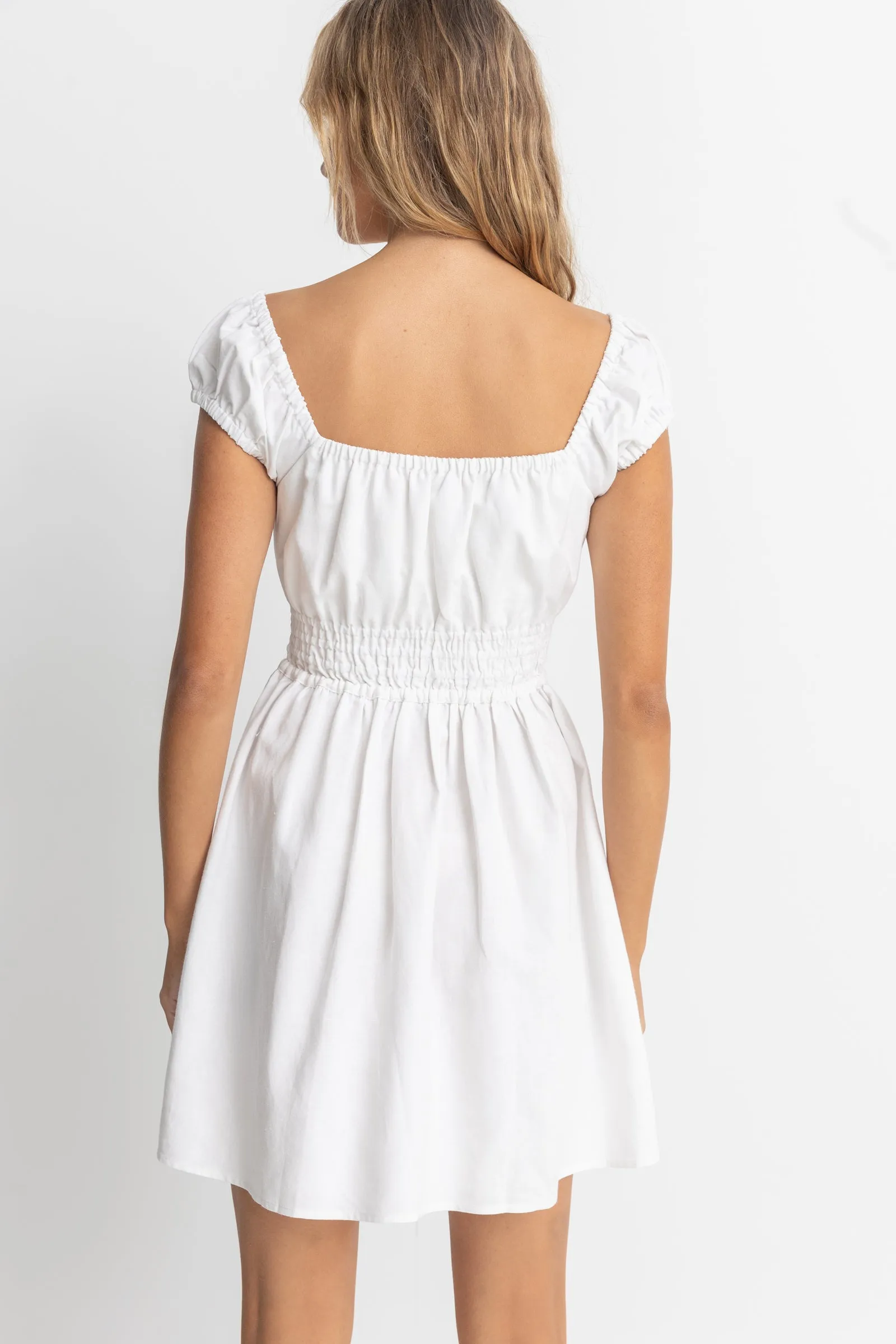 White Mini Dress with Cap Sleeves