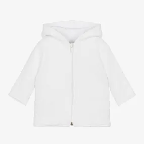 White Quilted Jacquard Baby Coat