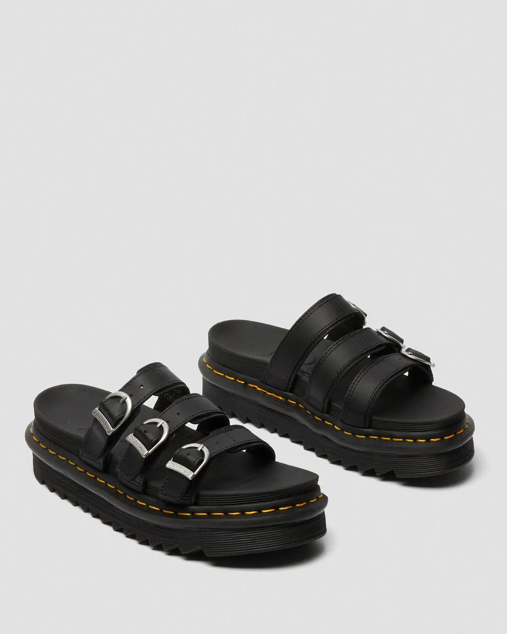 Black Hydro Leather Women's Slide Sandals by Blaire