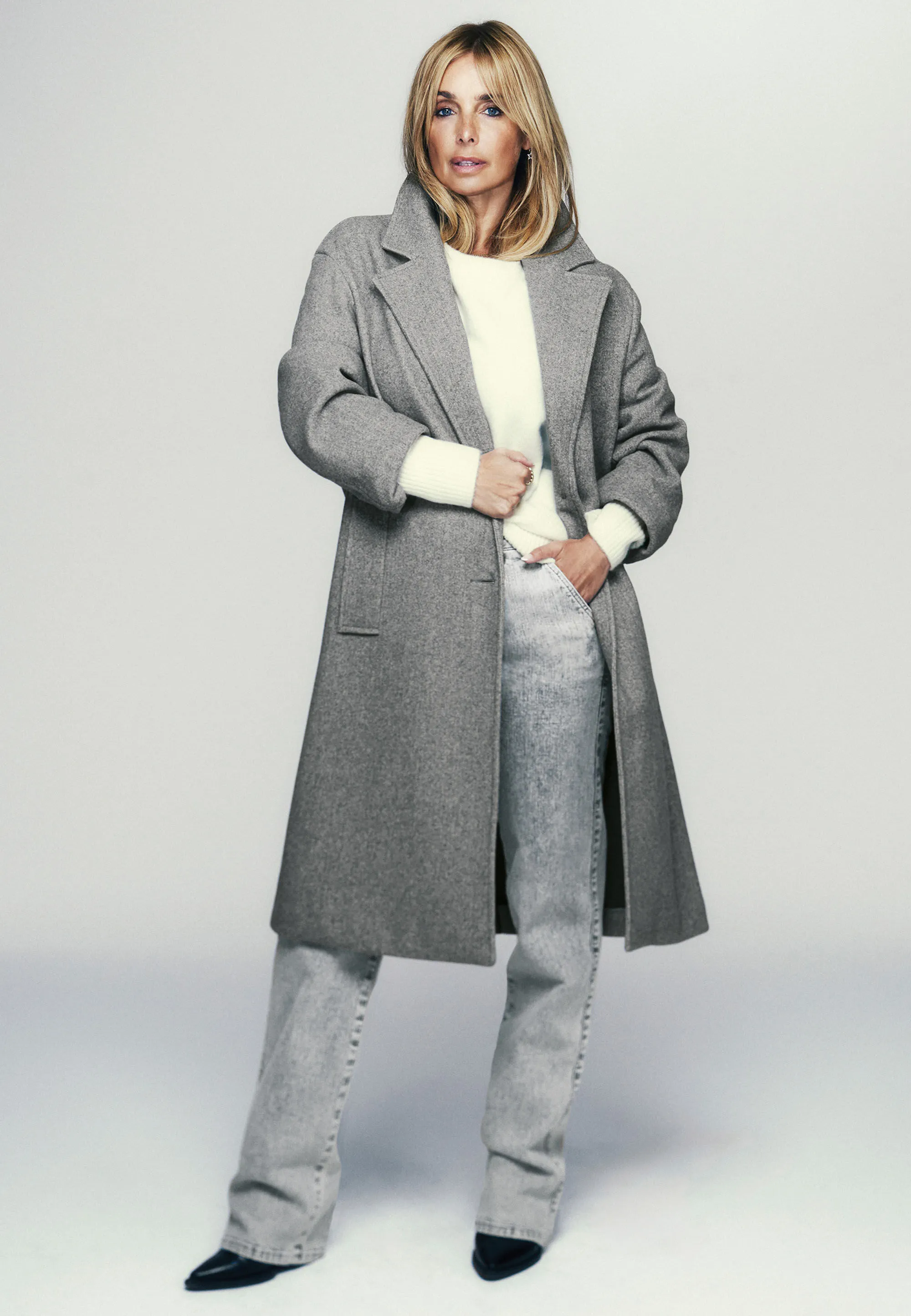 Trendy Womens Grey Longline Formal Coat Collection