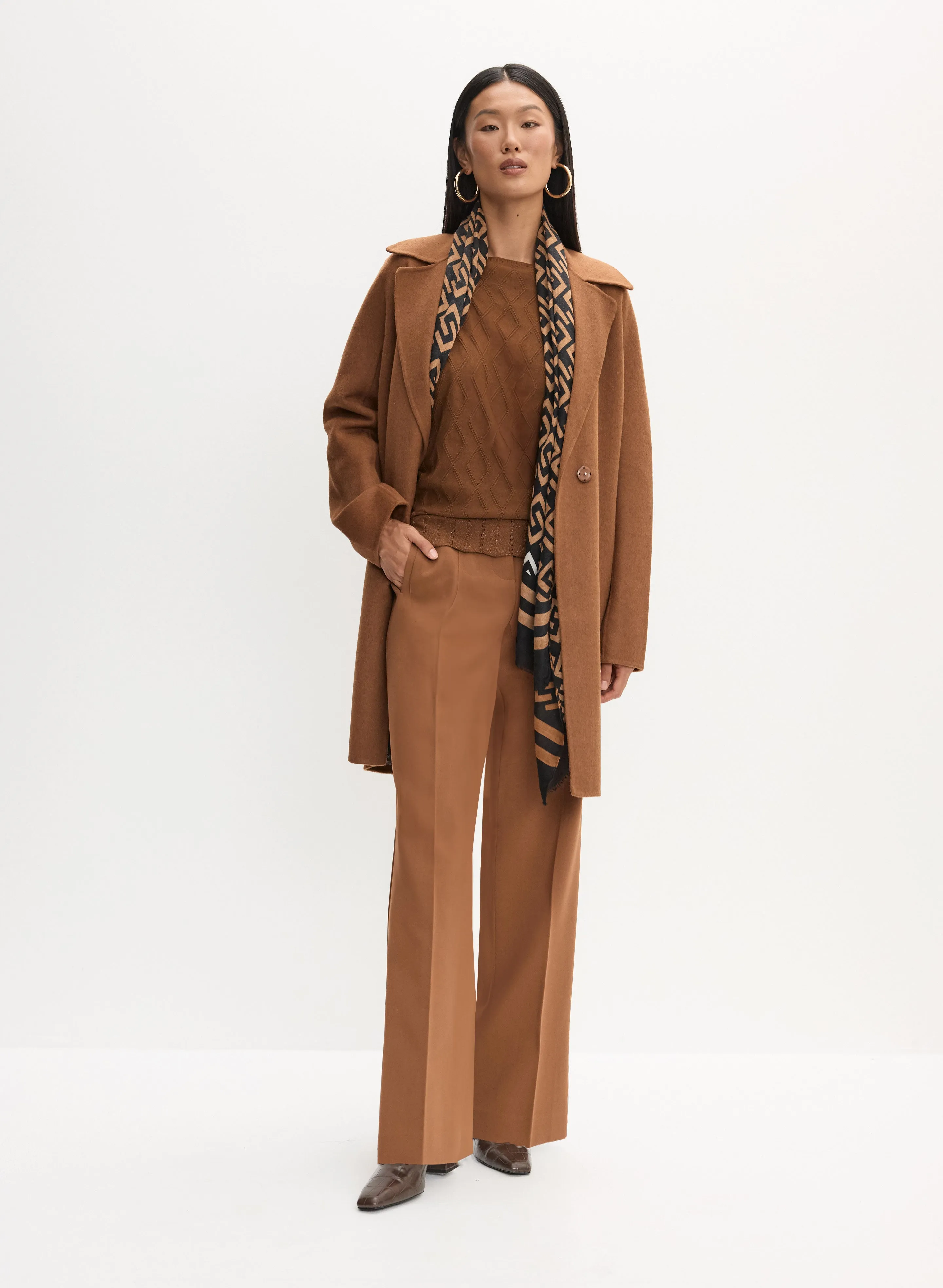 Wool-Blend Coat & Wide Leg Pants -> Wool Blend Coat Wide Leg Pants