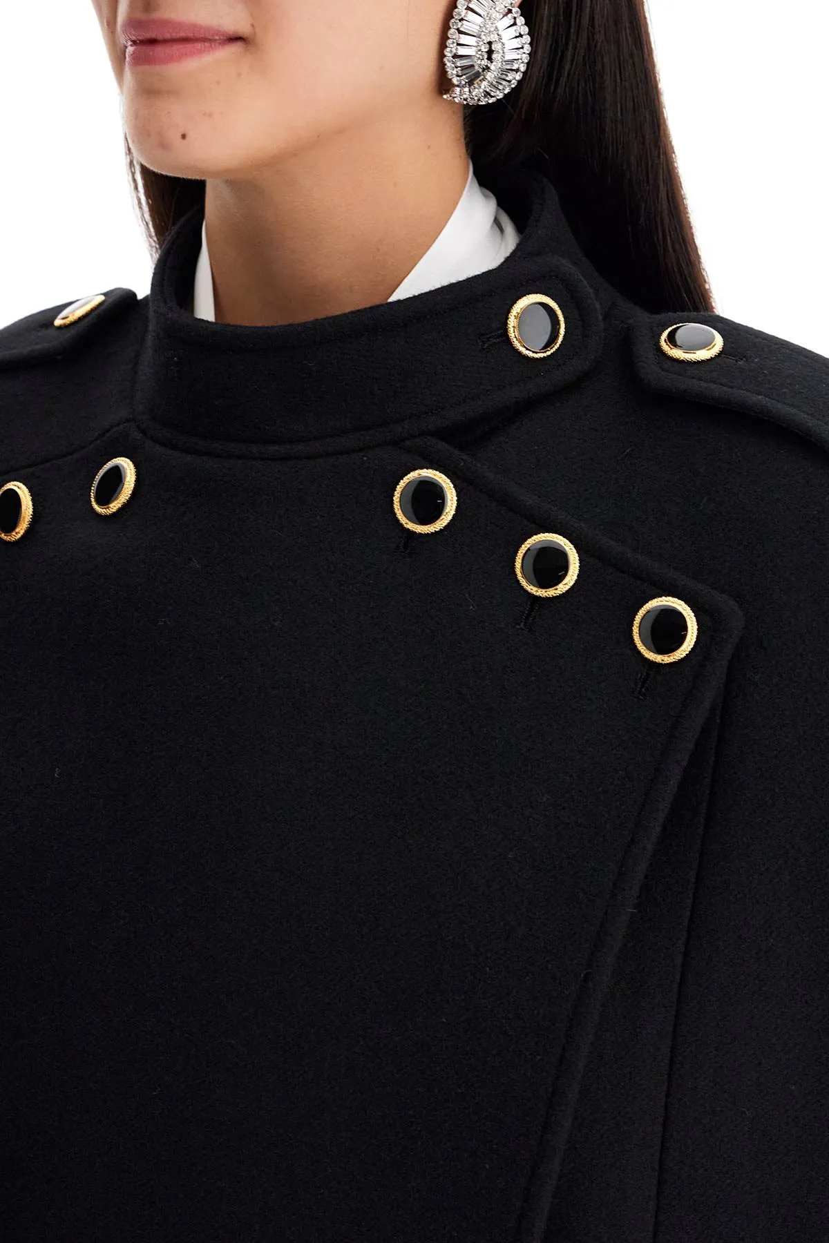 Wool Cape with Jewel Buttons by Alessandra Rich