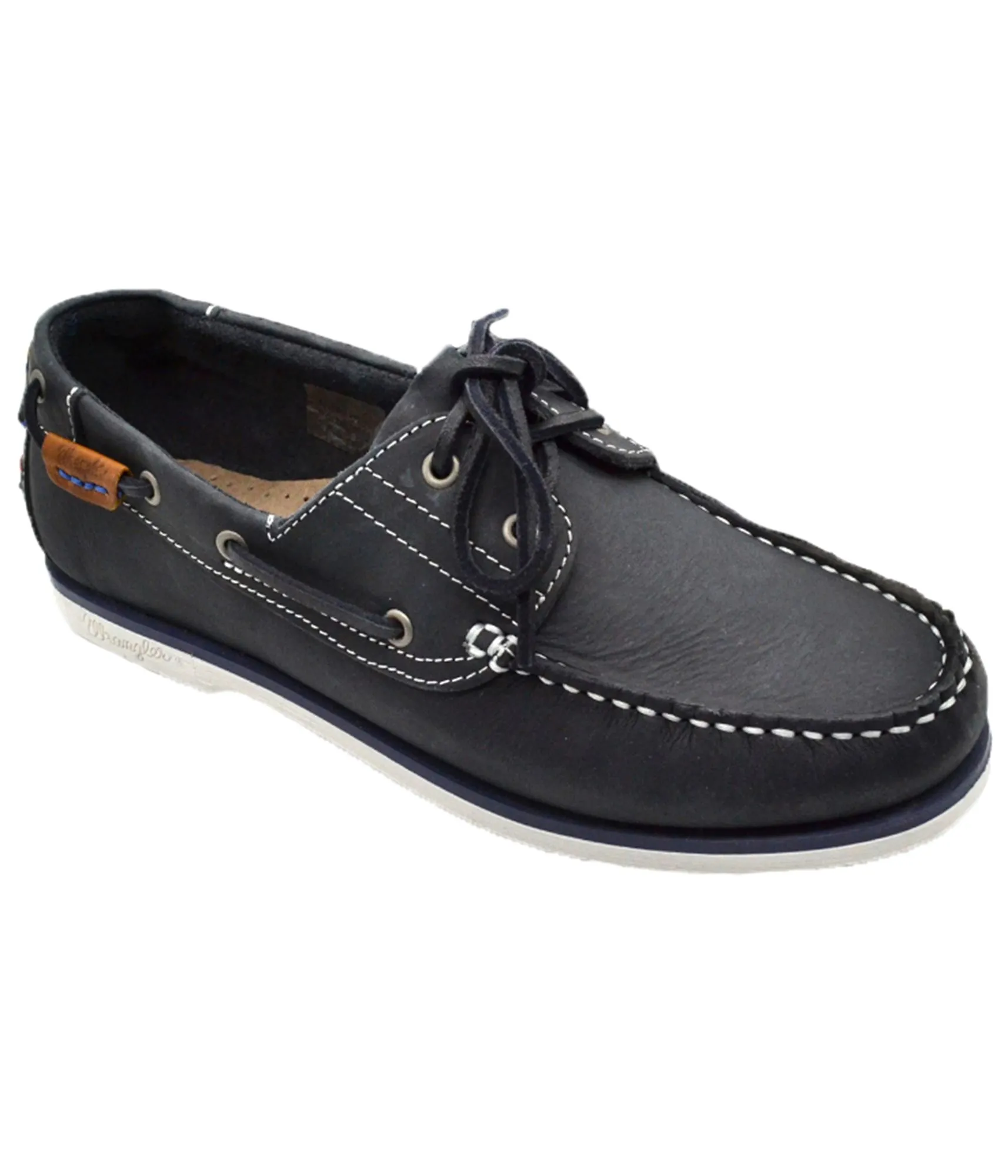 High-quality Wrangler Ocean Leather Boat Shoes Navy