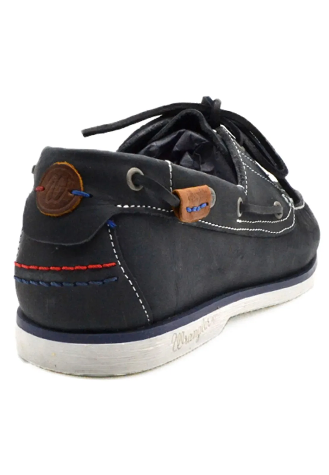 High-quality Wrangler Ocean Leather Boat Shoes Navy