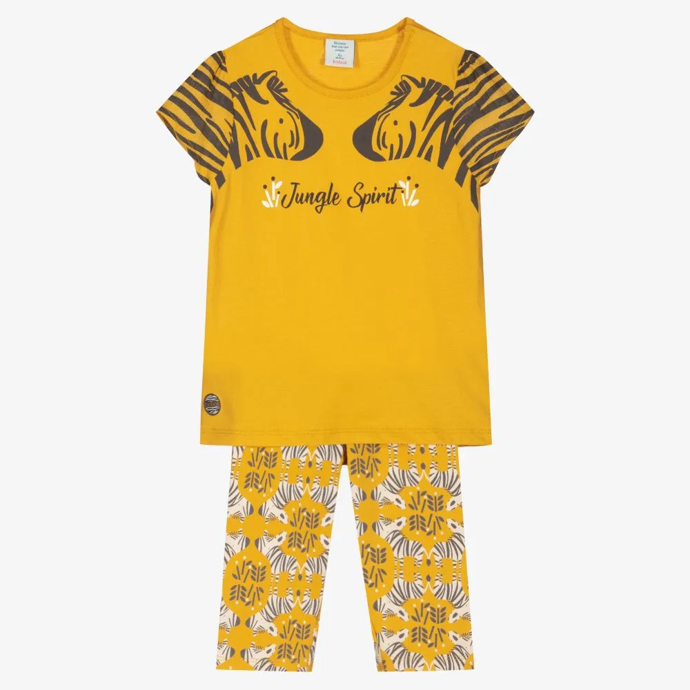 Yellow Tiger Stripe Leggings Set.