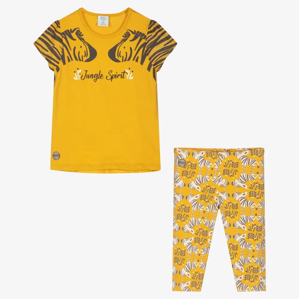 Yellow Tiger Stripe Leggings Set.