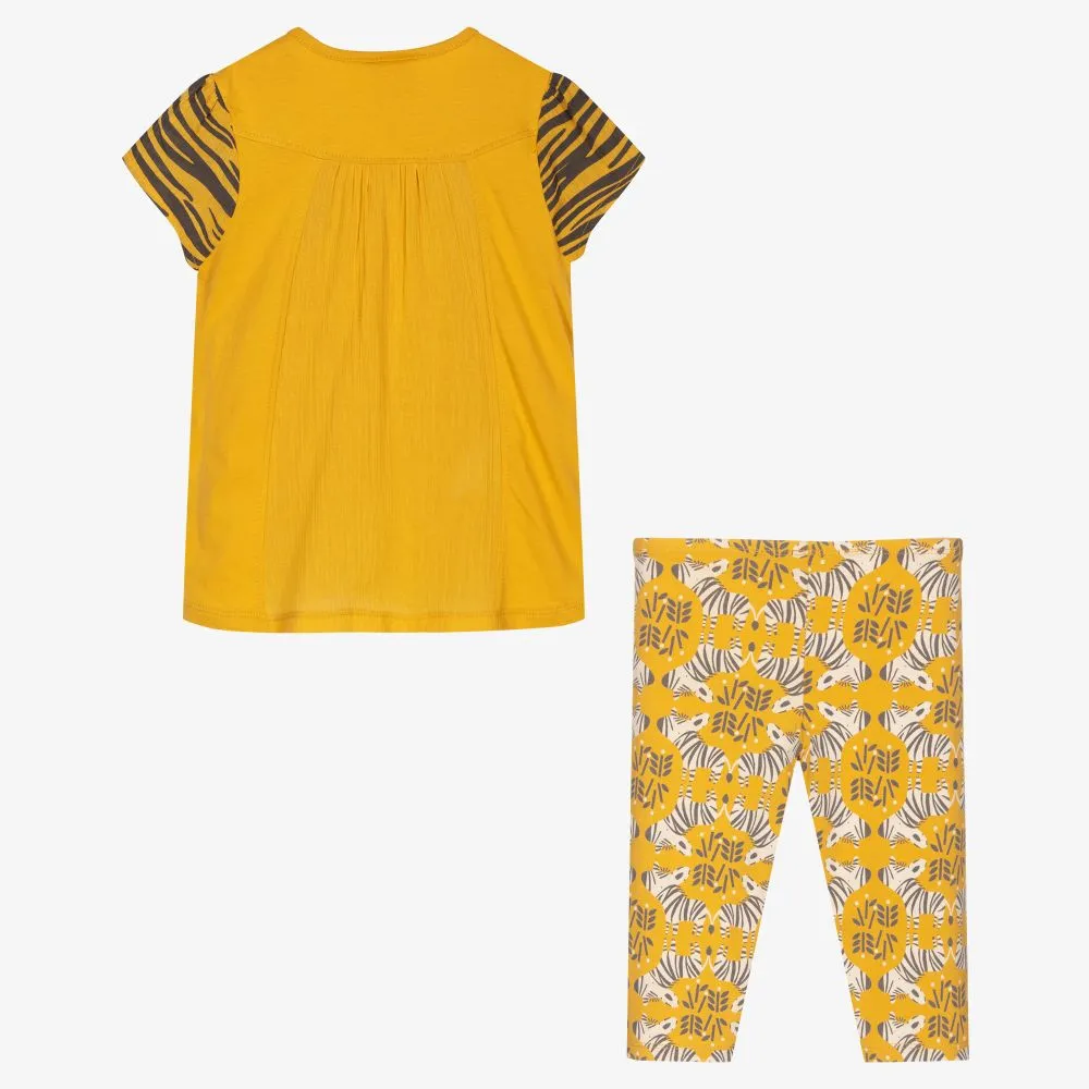 Yellow Tiger Stripe Leggings Set.