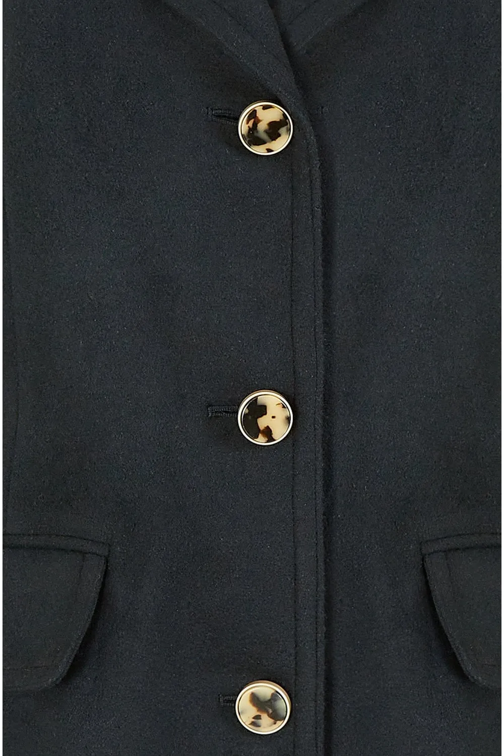 Yumi Black Military Style Button Up Coat