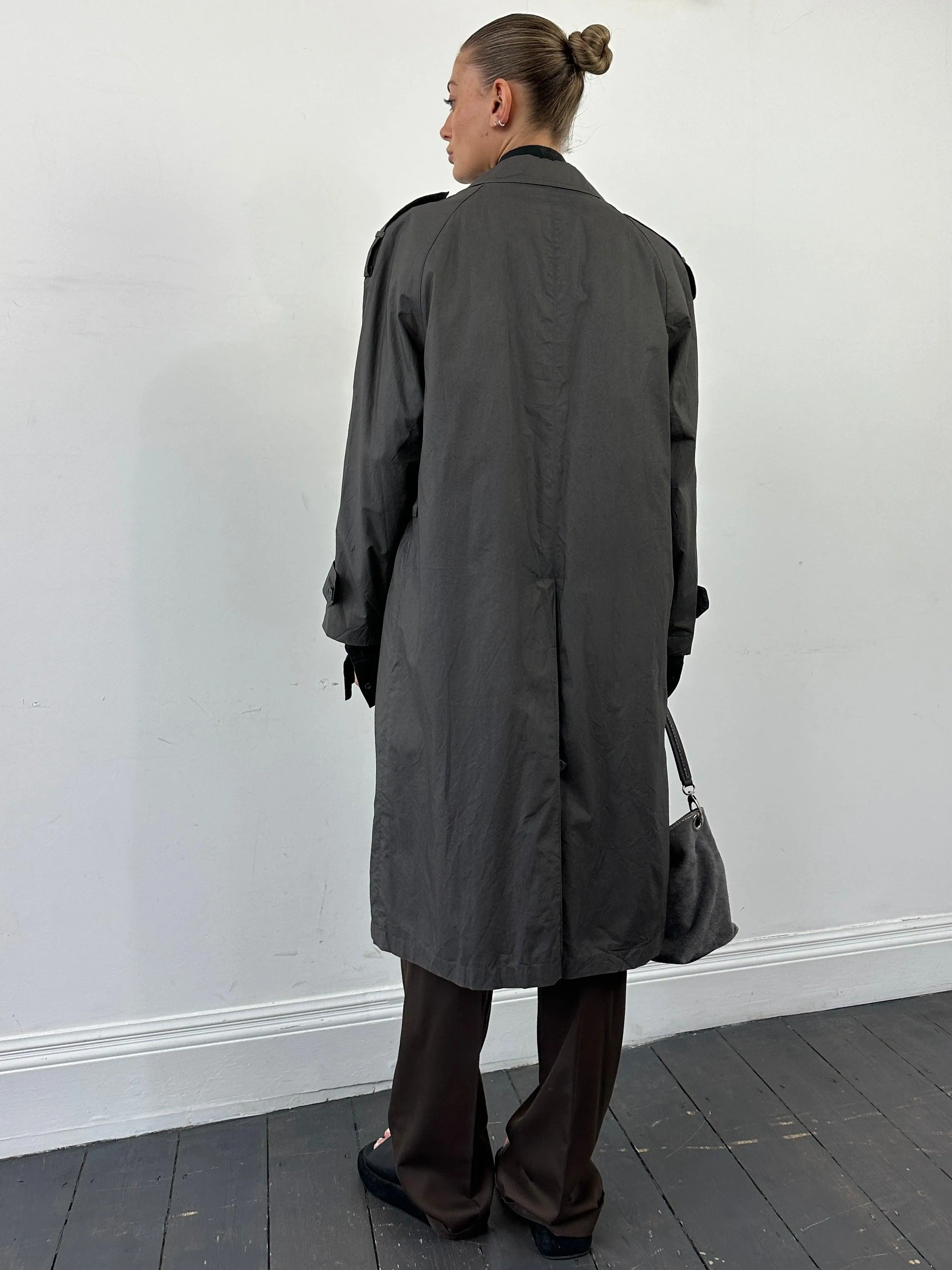 Yves Saint Laurent Pure Cotton Concealed Placket Trench Coat ML